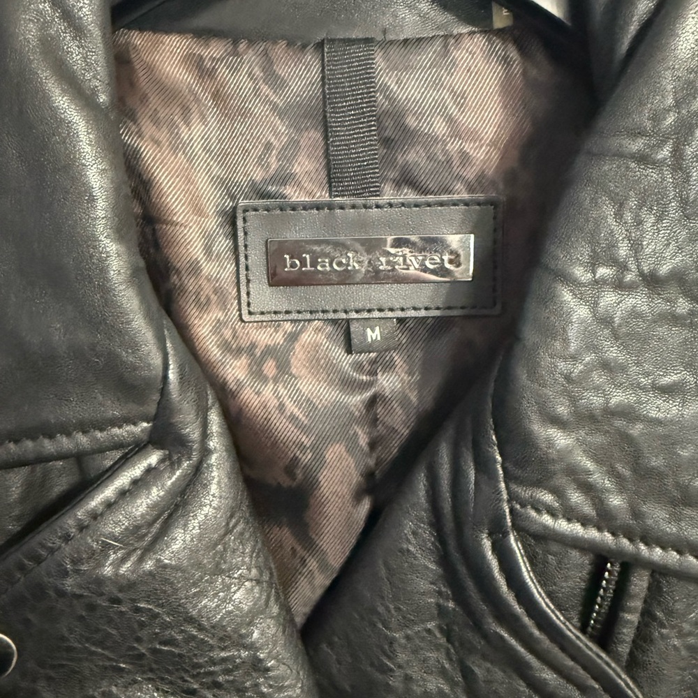 Black Rivet Classic Black Leather Jacket - Picture 4 of 5